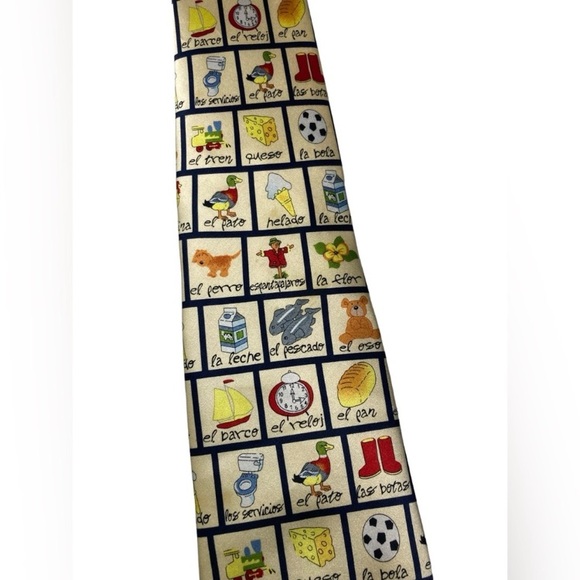 Museum Artifacts Spanish Teacher Lotteria Silk Tie - Picture 3 of 4